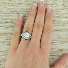 Art Deco 3CT Lab-Created Diamond & Sapphire Wedding 14K White Gold Finish Ring