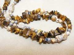 Carolyn Pollack / Relios ~ Sterling Silver, Tigers Eye & Jasper Beaded Necklace