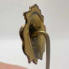 Victorian Gilt Lion Head Stick Pin Paste Garnet Eyes Rhinestone 2.5″