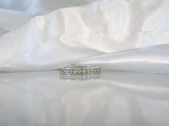 Vintage Sterling Silver 925 Diamonique CZ DQ Channel Set Eternity Ring Size 10