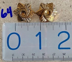 Vintage Earrings Black Silver & Gold Flower Clip On