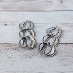 Vintage Earrings for Pierced Ears Brown Tones Linking Circles