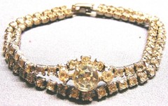 VINTAGE ART DECO STUNNING SILVER TONE CLEAR CRYSTAL BRACELET