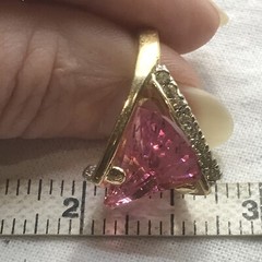 Vintage 18K GE Gold Plated Pink Austrian Crystal & Clear Accents Ring sz 7