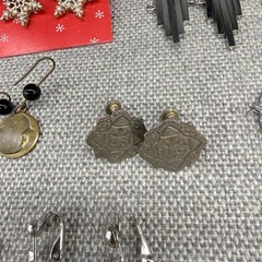Vintage Earring Lot Clip Ons Pierced Dangle Hoops Moons Flowers 15 Pair