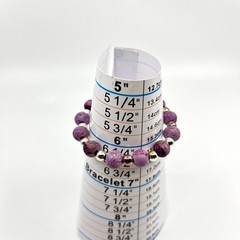 VTG Jilzara Y2K Purple Floral Polymer Clay Bead Stretch Bracelet Silver Accents