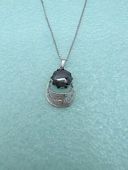 Sterling Silver Hematite Necklace and Earrings Non Pierced Screw Hinged Clip On