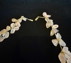 Antique Victorian Rose Quartz Cluster Necklace Silver Link Pools of Light 97 Gr