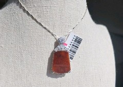 Certified Burma Grade A Jadeite Red Flat Plaque Pendant Sterling Silver Icy