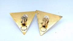 Remy Dis Paris Designer Earrings Egyptian Revival Triangle Red Clip-on FREE Ship