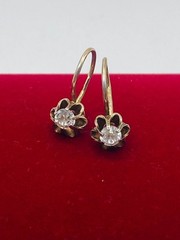 Vintage Rhombus Sterling Silver 925 Earring Gilt