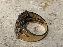 ✨🍂💛VINTAGE Stamped 925 STERLING SILVER 12K GOLD VERMEIL CZ Pavé Baguette Ring✨