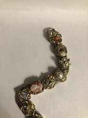 Vintage GOLD TONE SLIDE BRACELET MULTIPLE STONES 7 1/2”