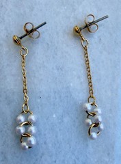 Vintage Gold Tone Faux Pearl Cluster 29″ Necklace-Bracelet-Earrings Set