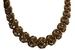 Matching vintage thick, glamorous gold-tone rosetta swirl Necklace/Bracelet EUC