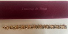 Camrose & Kross Jackie Kennedy Vintage Amber Gold Tone Flower Link Bracelet