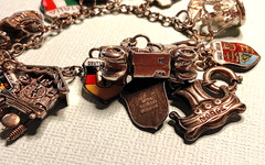 European Travel Silver Charm Bracelet & 17 Charms, 925 to 800 Silver, Some Rare