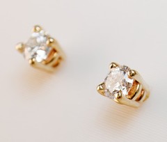 Natural Diamond 1/2ctw Studs Round 14k Yellow Gold Earrings Secure Lock Backs