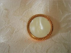 Vintage Gold Tone and Pearlized Celluloid Magnet Pin Brooch General Mfg. USA KJ