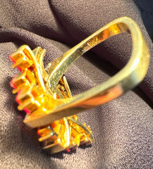 Vintage Women Natural Ruby and Diamond Ring, 14k Yellow Gold, 7 Ring Size