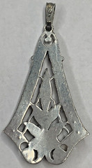 Antique Lavalier Art Nouveau Rhinestone Paste Silver Tone Filigree Pendant