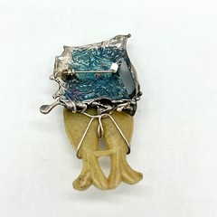 Cathleen McLain Sterling Silver Fish Brooch Semi Precious Stones One-of-a-Kind