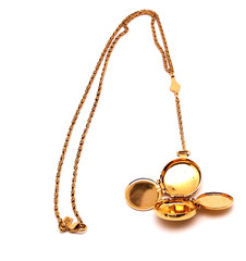 Vintage 1928 Co. Gold Tone Four Picture Locket Pendant Y Chain Necklace 24″ + 4″