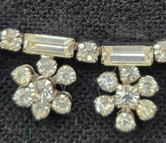 Vintage Rhinestone Floral Motif Wedding Necklace 14″ Choker Length