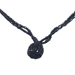 Antique Jet Glass Beaded Flapper Necklace Black Jet 32in Long