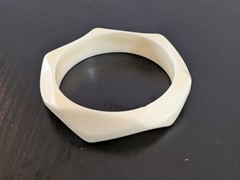 Vig White Cream Acrylic Lucite Facet Geometric Bangle Cuff Bracelet