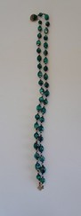 Hong Kong Double Strand Necklace Blueish Green, Black, And Silver Tone