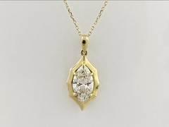 14kt yellow gold necklace with 1.98 carat Marquise Cut lab grown diamond IGI