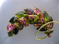 VINTAGE JULIANA D&E ENAMEL MULTI COLOR RHINESTONE BROOCH