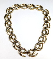 Vintage WM Signed Anthony Yau Chunky Gold Tone Openwork Swirl Statement Necklace