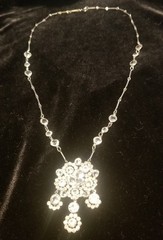 Antique Edwardian/Deco Style Necklace, Paste Rhinestone, Rare Drop Neck, 28 Inch