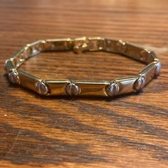 JOAN RIVERS GOLD AND SILVER TONED SCREW TENNIS BRACELET 7” 7230