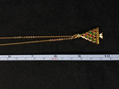 Vintage Gold Tone Christmas Tree Pendant Necklace – Handmade Metal Alloy