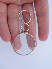 Extra Rare English Georgian 15K Gold QuiZZing Magnifying Crystal Loop Pendant !