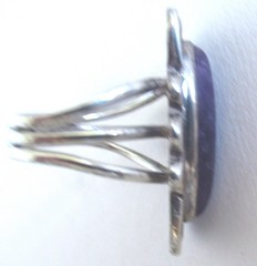 LONG HANDMADE SOUTHWEST SIZE 5.25 STERLING RING w AMETHYST, 7 GRAMS, 1 1/4″ LONG