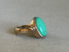 Vintage Unused Sterling Silver and Turquoise Hinged Ring Size 7 1/4