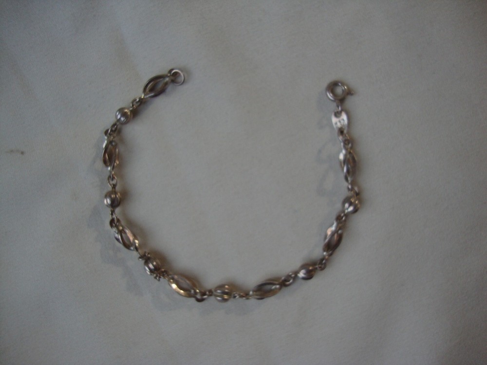 VINTAGE 1970-80s RETRO MOD 3D BEADS 7″ STERLING SILVER STAMPED LEX 925 BRACELET