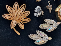 Antique Vintage Rhinestone Jewelry Mixed Lot Charms Brooches Sterling Ring AVON