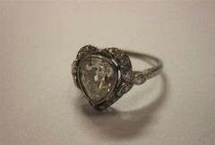 Vintage Style 2CT Bezel Pear Cut Lab Created Diamond Art Deco Ring 14K Gold Over