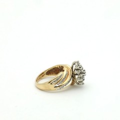 Vintage 1980s 10K Yellow Gold Diamond (.99 TCW) Cluster Statement Ring-Size 4.75