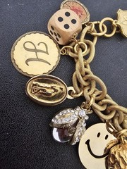 John Wind Maximal Art Bracelet Charm 15 Charms Chunky Gold Plated Vintage