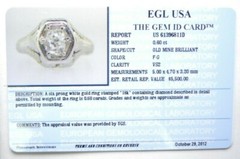 Art Deco Antique 1920’s Diamond Engagement 18K White Gold Ring Size 6.5 EGL USA