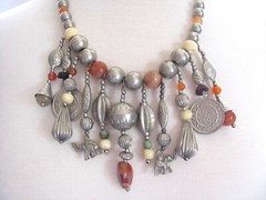 Bohemian Gypsy Tribal Boho Ethnic Necklace Neck Piece Carnelian Stone Fringe