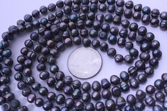 Vintage Grey Purple 6-7 mm Natural Baroque Pearls Knotted Necklace 62″