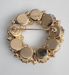 Vintage Weiss Signed Pale Lemon Aurora Brooch 1950-1960 Wreath Shaped Brooch