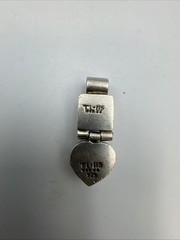 Lime Green Square & Heart Shaped Stone Vintage Sterling Silver 925 Pendant 13.2g